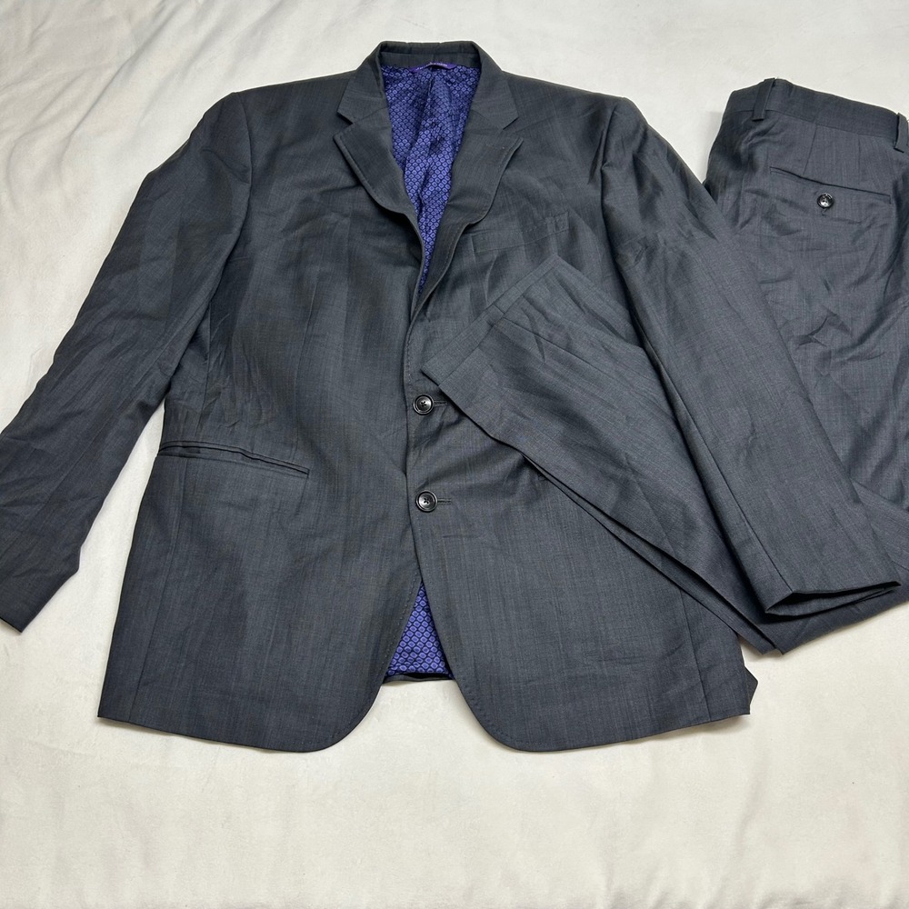 Ted Baker London Endurance Mens 2 Piece Wool Suit Grey 42R Jacket 34R Pants